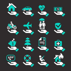 34423165 - insurance hand icons set. vector illustration.